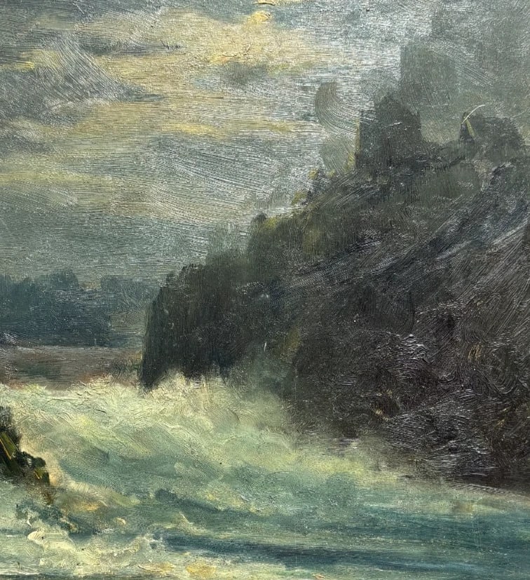 Seaview, Rocks, Landscape, Sky - Antique Oil Painting Signed - 4