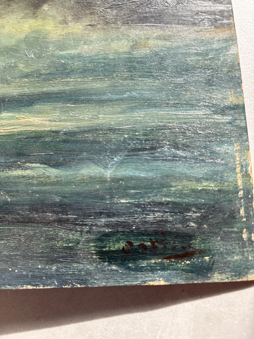 Seaview, Rocks, Landscape, Sky - Antique Oil Painting Signed - 7