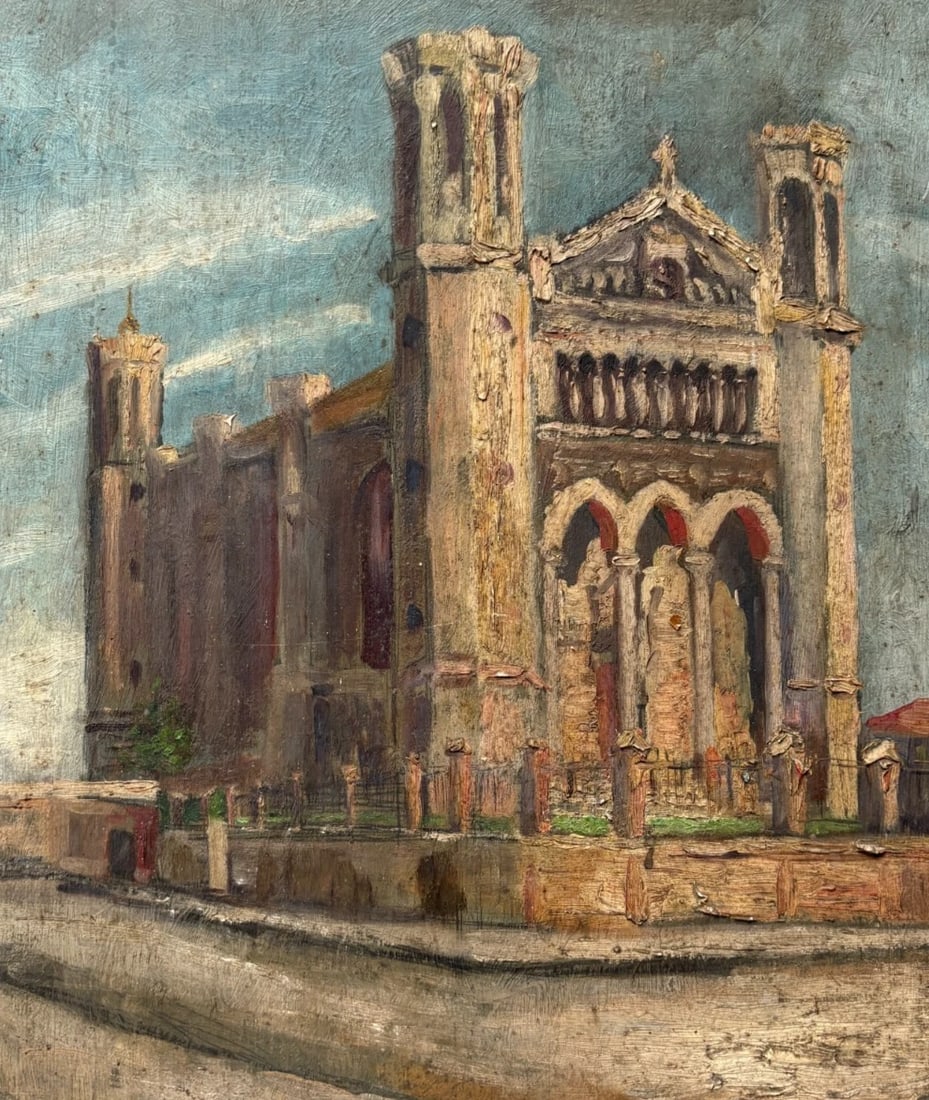 Church, Architecture, Cityview, Building - Painting Antique Original (1 of 8)