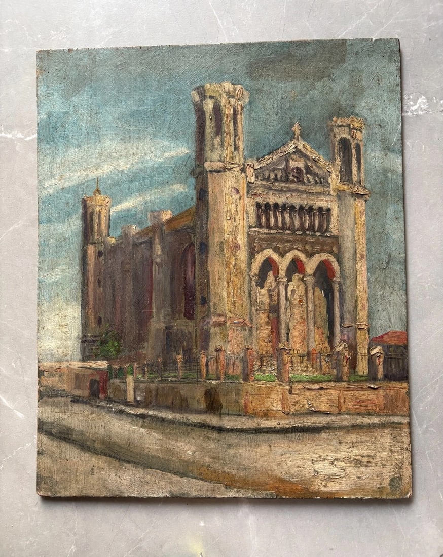 Church, Architecture, Cityview, Building - Painting Antique Original - 2