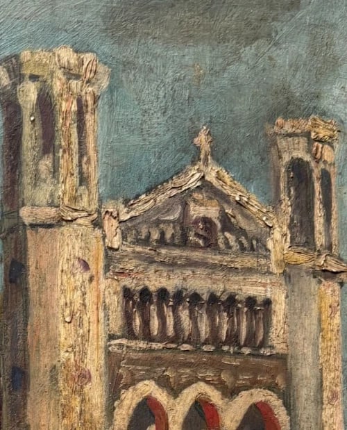 Church, Architecture, Cityview, Building - Painting Antique Original - 3