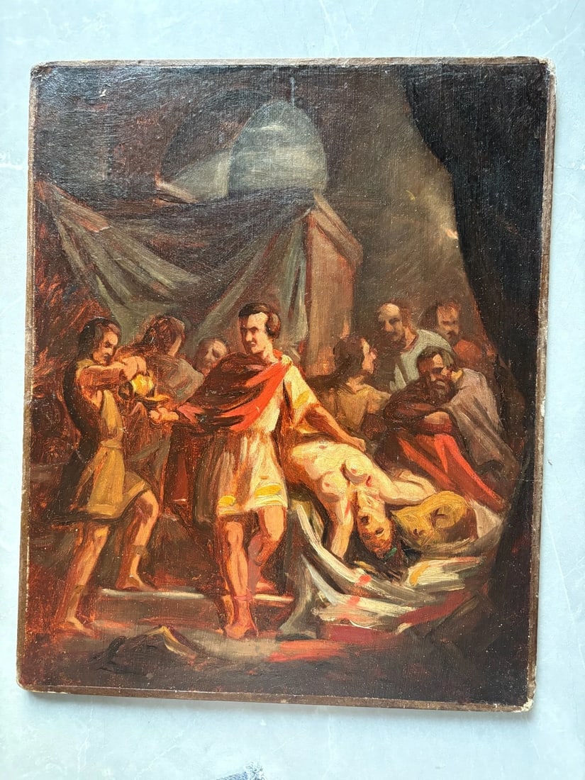 Conflict, War, History, People, Murder - Painting Antique Original 1850? - 2