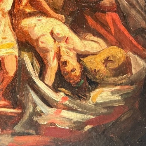 Conflict, War, History, People, Murder - Painting Antique Original 1850? - 5