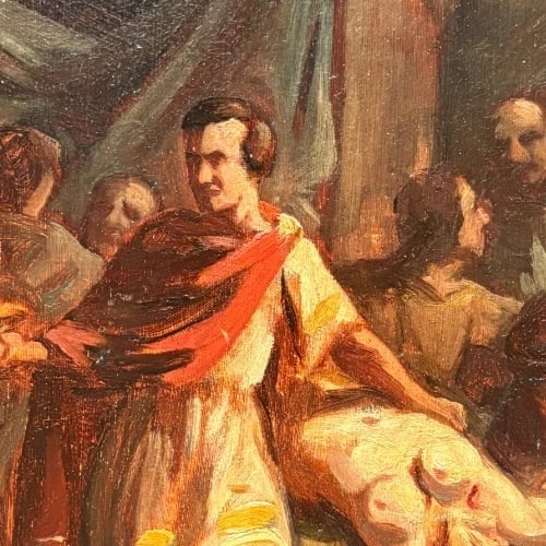 Conflict, War, History, People, Murder - Painting Antique Original 1850? - 6