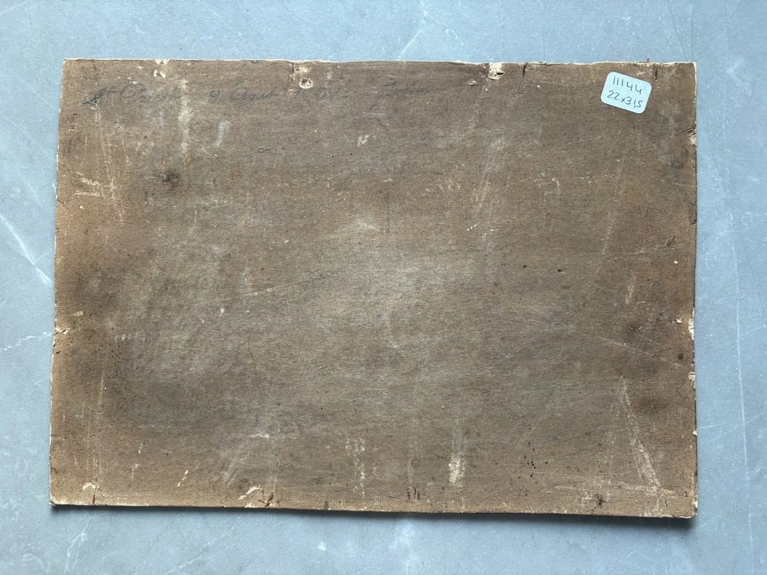 Vulture, Landscape, House, Farm, Birds - Painting Antique Original signed - 8