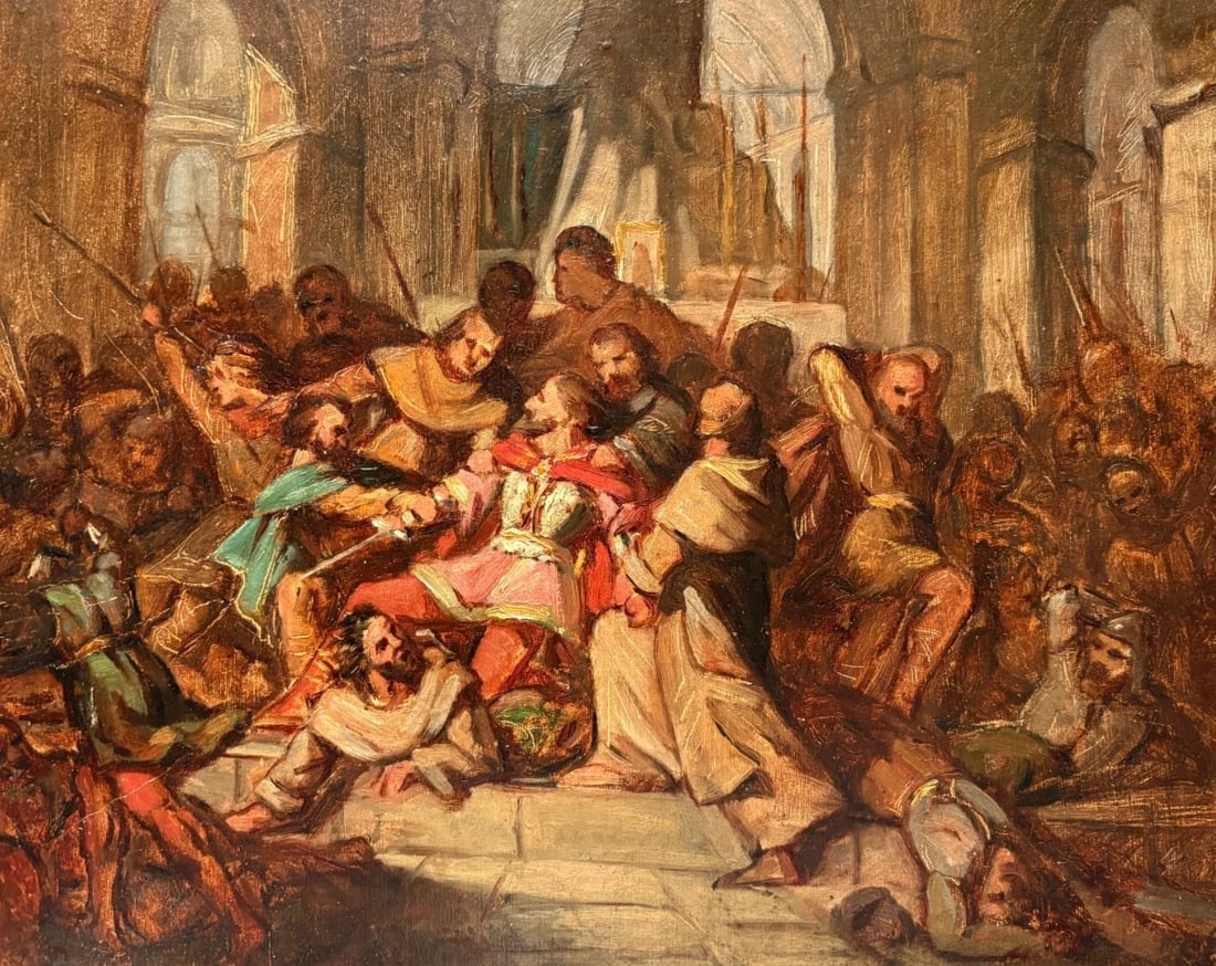 Conflict, War, History, People - Painting Antique Original 1850 (1 of 8)