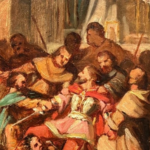 Conflict, War, History, People - Painting Antique Original 1850 - 3