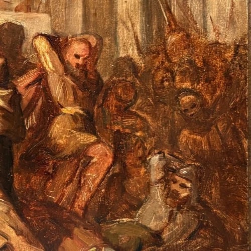 Conflict, War, History, People - Painting Antique Original 1850 - 4