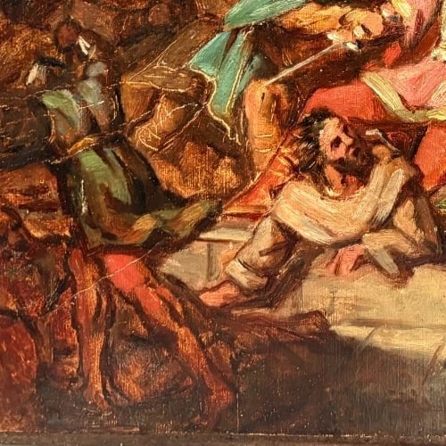 Conflict, War, History, People - Painting Antique Original 1850 - 5