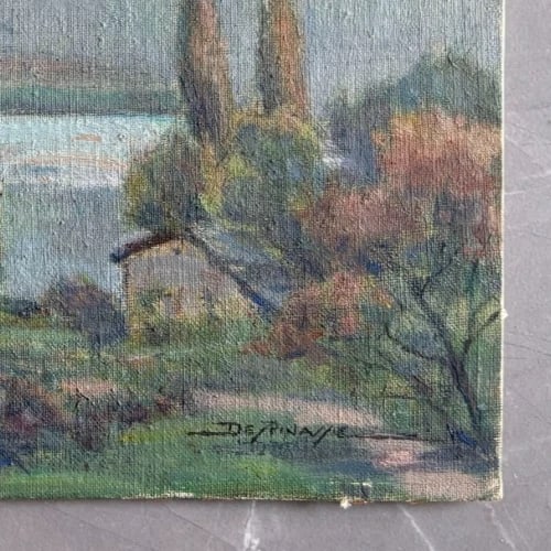 Landscape, Nature, Lake, Mountain, Tresserve Savoie - Painting Antique Original - 6