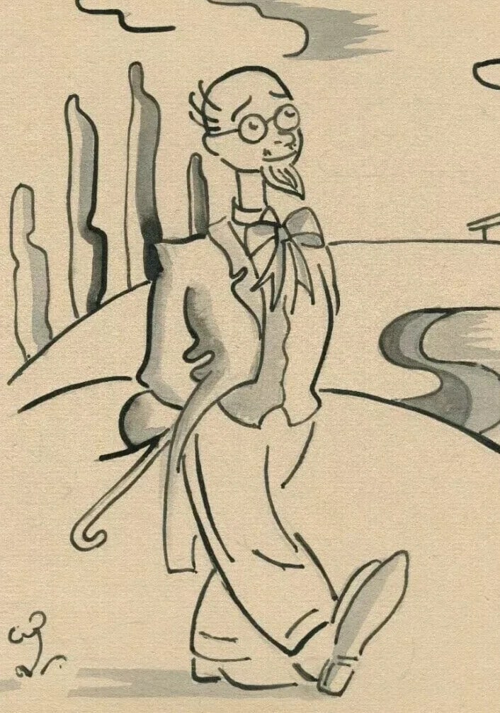 Man Portrait walking, Cane - Drawing Vintage Ink Original Artwork: Title: Man Portrait walking, Cane - Drawing Vintage Ink Original Artwork Description: Original Drawing Man Portrait walking with a Cane Ink on paper 21.5 x 20.5 cm / 8.46 x 8.07 inches Reserve: $30.0