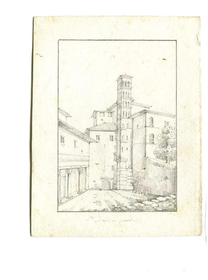 19th Landscape, Architecture, France, Saint Jean Drawing Antique Pencil Original - 2