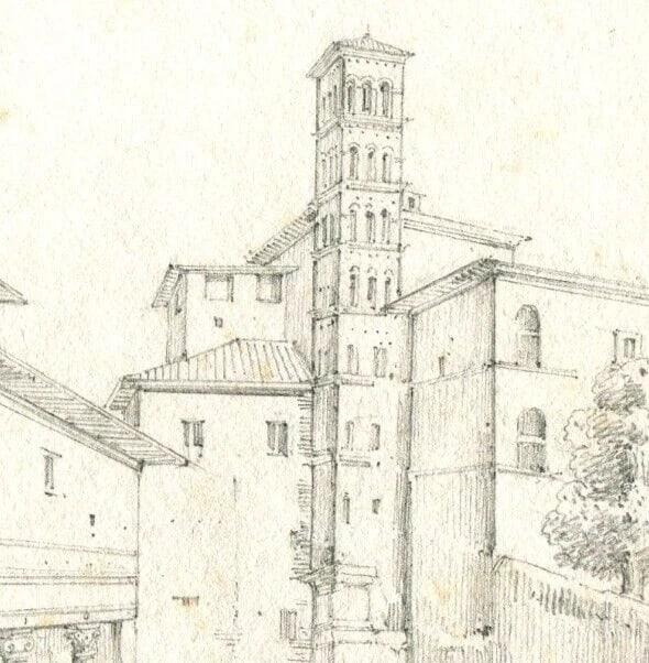 19th Landscape, Architecture, France, Saint Jean Drawing Antique Pencil Original - 3