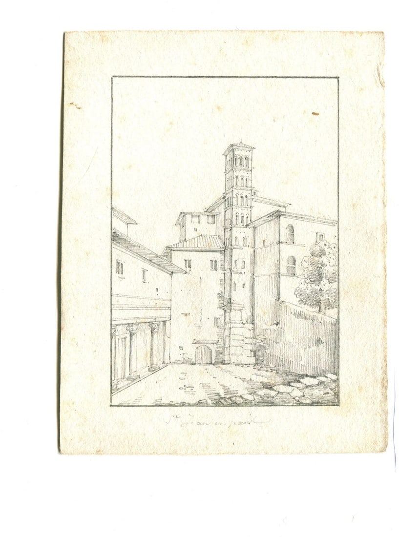 19th Landscape, Architecture, France, Saint Jean Drawing Antique Pencil Original - 5