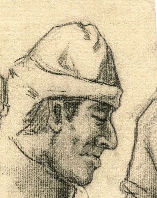 Man Profil Portrait Sketch - Drawing Vintage Pencil Original Old Artwork - 5