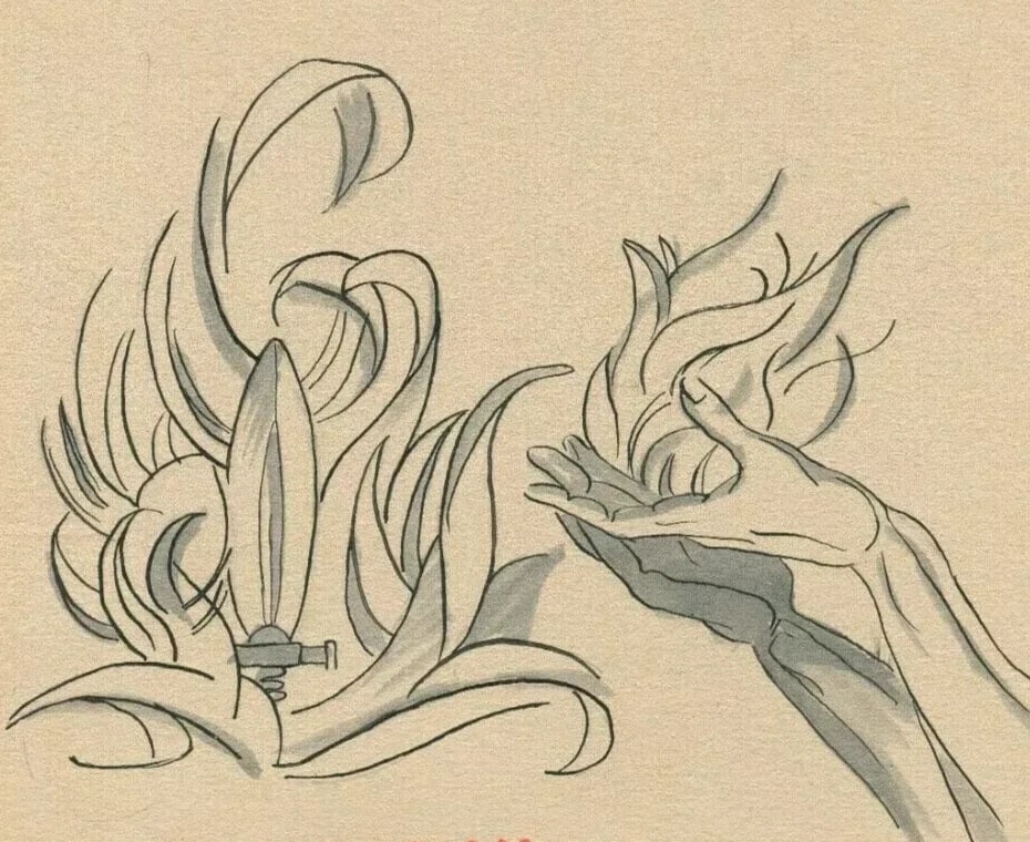 Hands, Fire, Flame, Genre - Drawing Vintage Ink Original Scene Artwork (1 of 8)