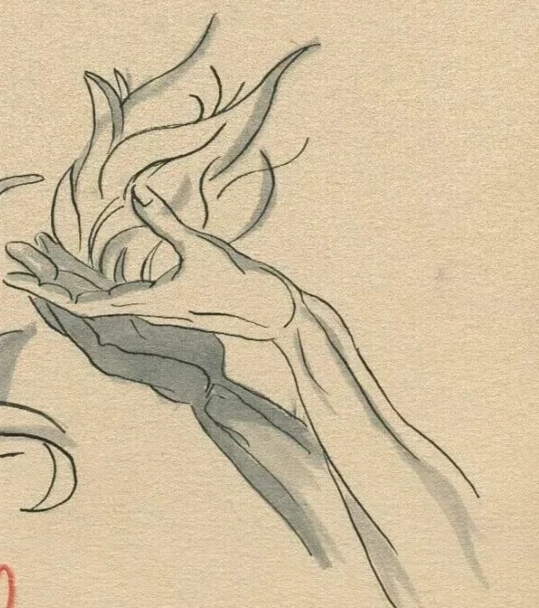 Hands, Fire, Flame, Genre - Drawing Vintage Ink Original Scene Artwork - 4