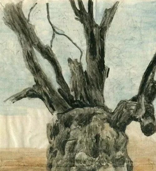 Tree, Forest, Nature, Trunk, Landscape - Drawing Vintage Original Artwork - 2