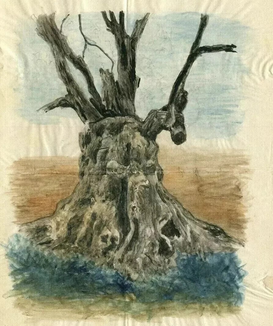 Tree, Forest, Nature, Trunk, Landscape - Drawing Vintage Original Artwork - 8