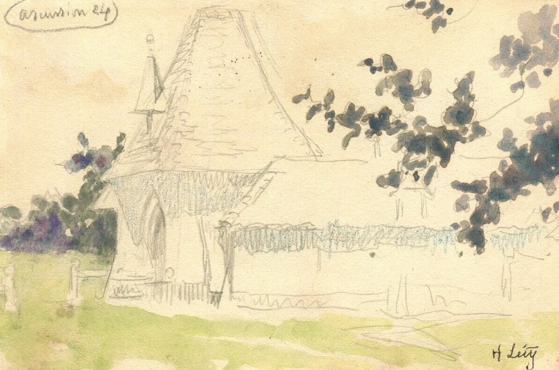 Landscape, House, Farm, Countryside, Tree Drawing Vintage Original Signed: Title: Landscape, House, Farm, Countryside, Tree Drawing Vintage Original Signed Description: Drawing Landscape, House, Farm, Countryside, Tree Watercolor on paper 14.5 x 8.5 cm / 5.70 x 3.34 inches f