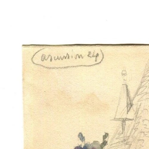 Landscape, House, Farm, Countryside, Tree Drawing Vintage Original Signed - 6