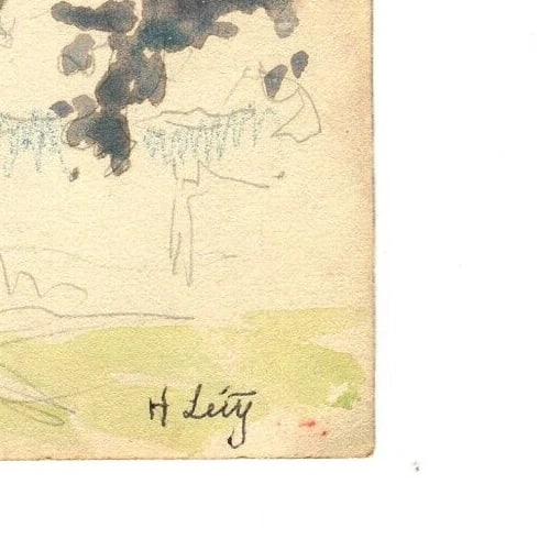 Landscape, House, Farm, Countryside, Tree Drawing Vintage Original Signed - 7