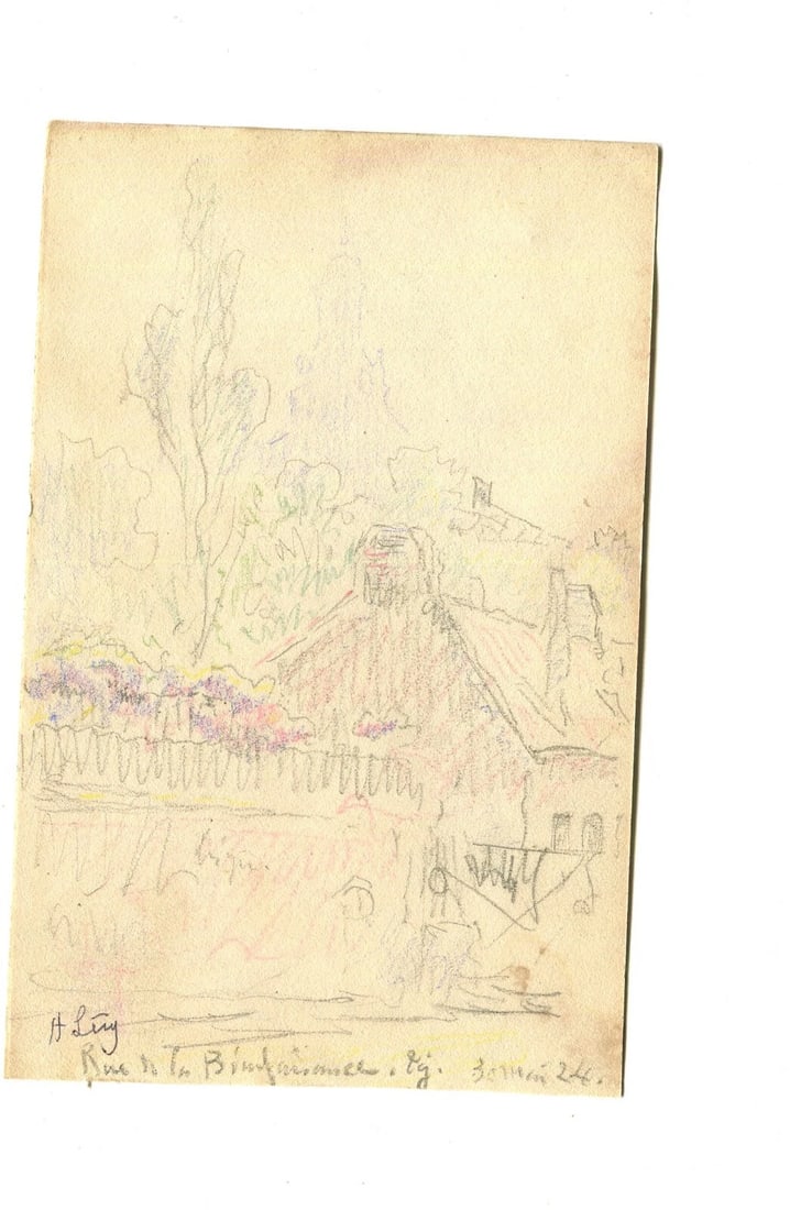 House, Architecture - Drawing Vintage Pencil Original signed Architectural - 2