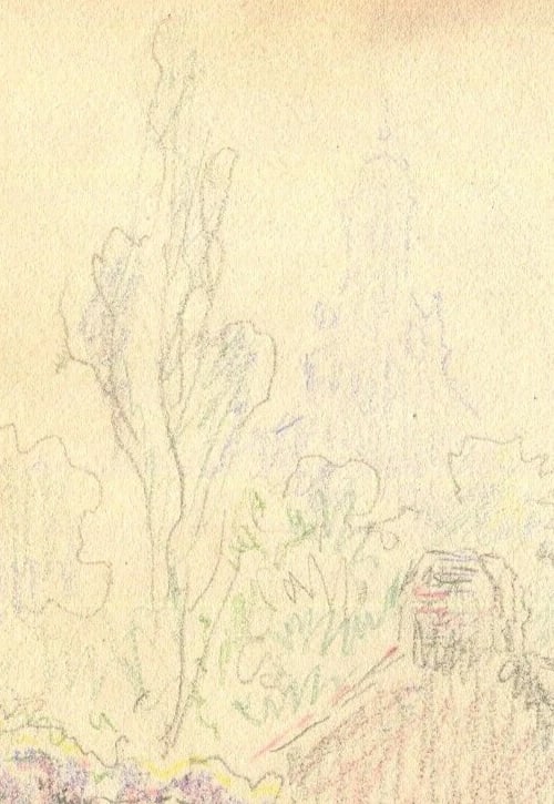 House, Architecture - Drawing Vintage Pencil Original signed Architectural - 6