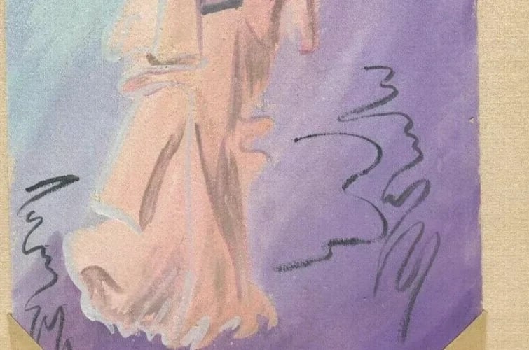 Portrait, Asian Figure, Bird, Genre Scene - Drawing Vintage Woman Asian Artwork - 6