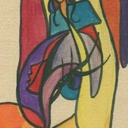 Abstract Figure, Abstraction, Eye - Drawing Vintage Original Modern Art - 3