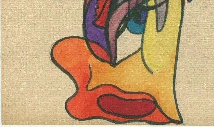 Abstract Figure, Abstraction, Eye - Drawing Vintage Original Modern Art - 4