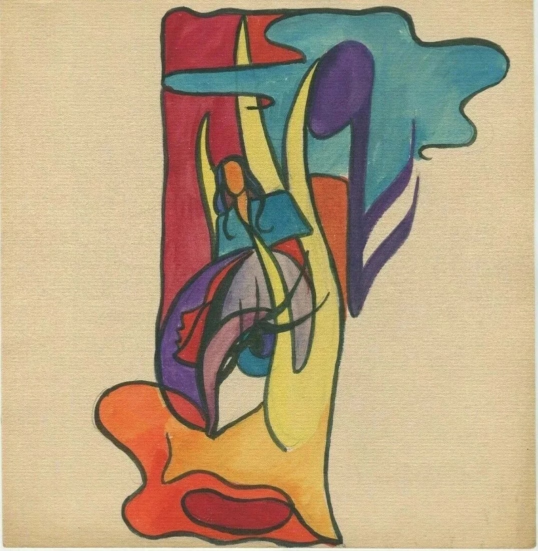 Abstract Figure, Abstraction, Eye - Drawing Vintage Original Modern Art - 8