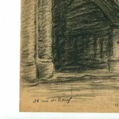 Staircase Fontainebleau Landscape - Drawing Vintage Pencil signed Architecture - 7
