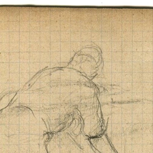 Man Figure, Farmer - Drawing Vintage Pencil Original Sketch Artwork - 5