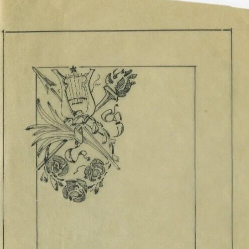 Architecture, Flowers, Decoration - Drawing Vintage Original Ink Art Nouveau - 4