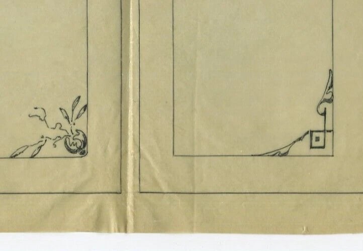 Architecture, Flowers, Decoration - Drawing Vintage Original Ink Art Nouveau - 5