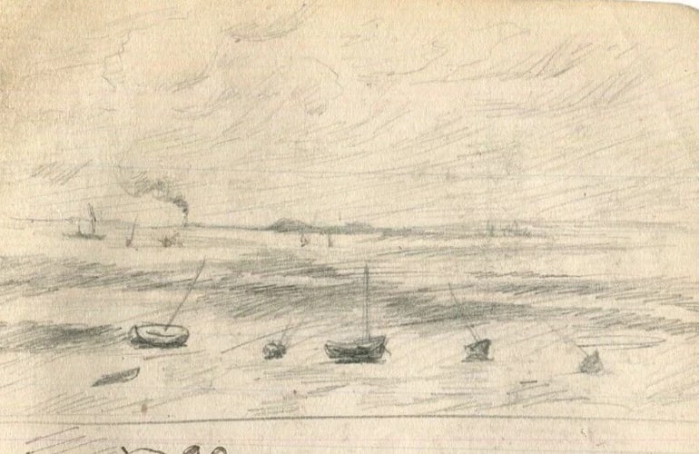 Men Figures Impressionism Sketches - Drawing Vintage Ink Original - 3