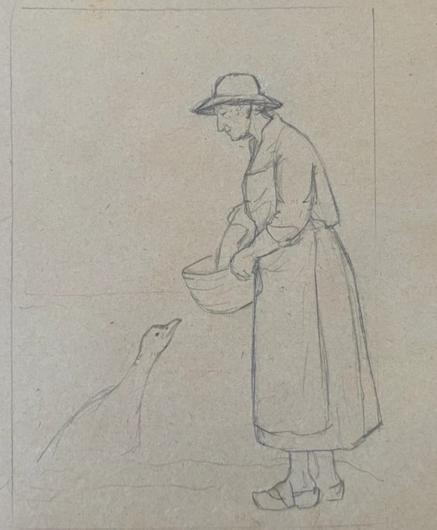 Woman, Portrait, Working life, Farmer - Drawing Antique Original: Title: Woman, Portrait, Working life, Farmer - Drawing Antique Original Description: Woman, Portrait, Working life, Farmer - Drawing Antique Original Pencil on paper 29.5 x 21.5 cm / 11.61 x 8.46 inch