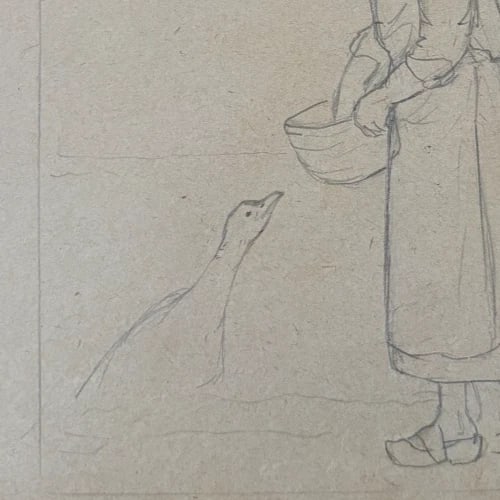 Woman, Portrait, Working life, Farmer - Drawing Antique Original - 6