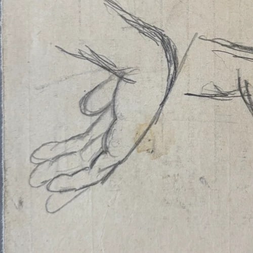 Hands, Sketch Drawing Original Antique Pencil Artwork - 4