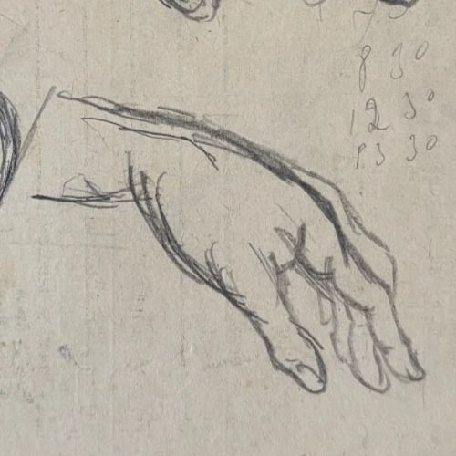 Hands, Sketch Drawing Original Antique Pencil Artwork - 5