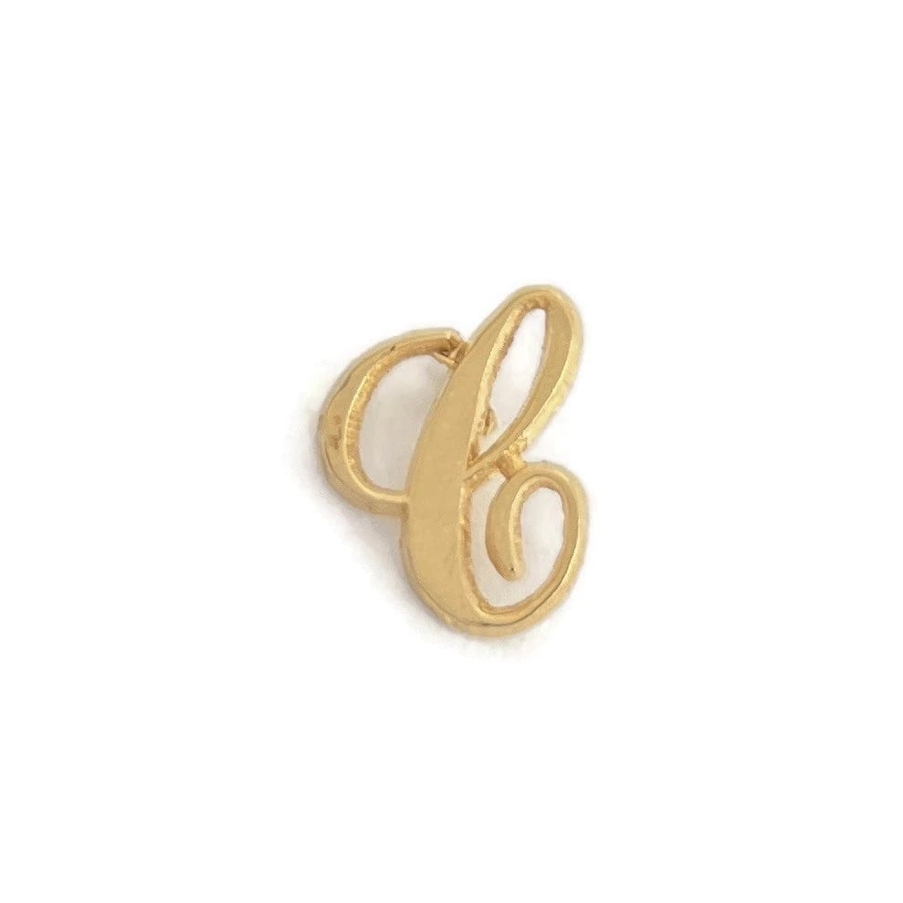 Letter C Initial Necklace Pendant Charm 14K Yellow Gold, .47 Grams - 2