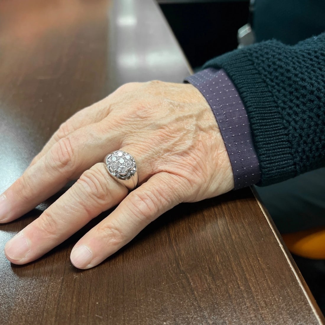 Estate Diamond Cluster Cocktail Statement Ring 14K White Gold .90 CTW, 10.01 Gr - 6