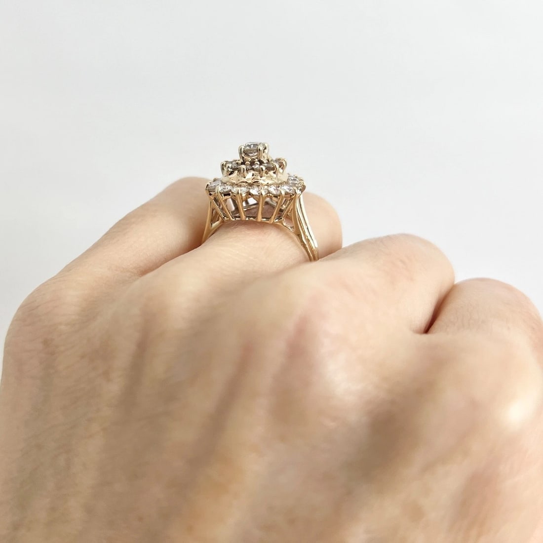 Estate Diamond Cluster Cocktail Statement Ring 14K Yellow Gold 1.52 CTW, 5.99 Gr - 5