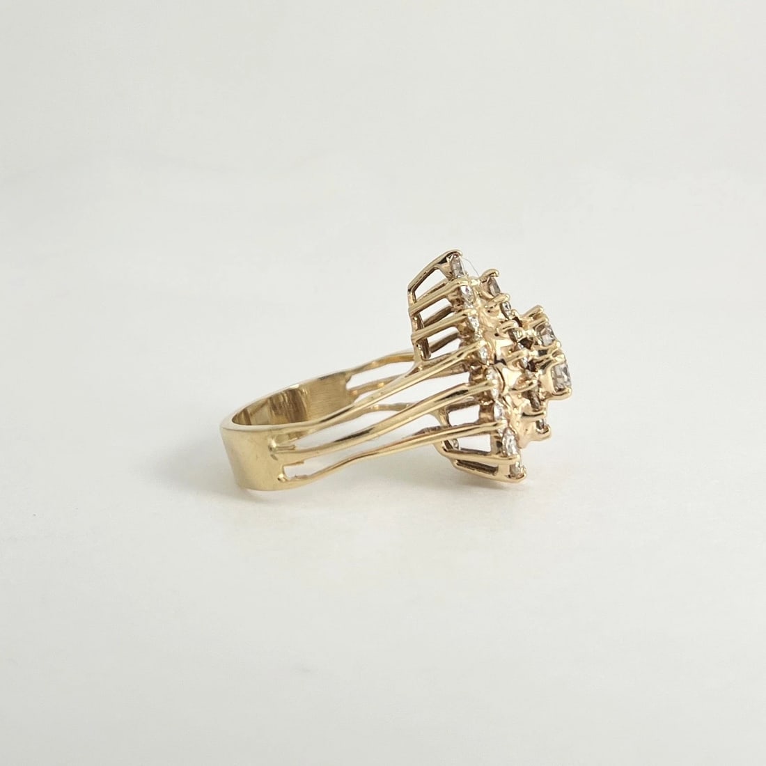 Estate Diamond Cluster Cocktail Statement Ring 14K Yellow Gold 1.52 CTW, 5.99 Gr - 6