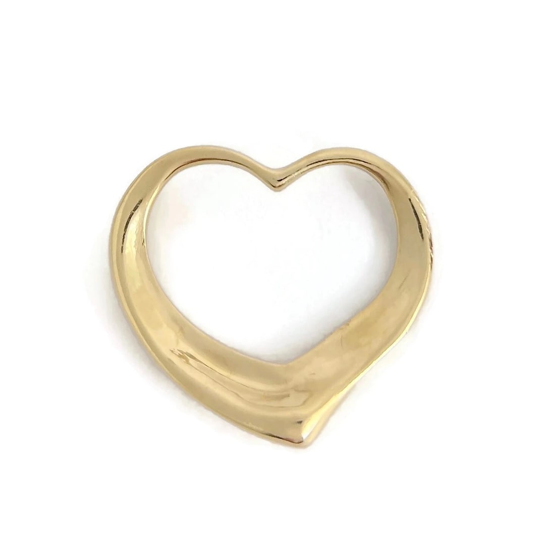 Estate Open Heart Necklace Pendant Charm 14K Yellow Gold, 6.05 Grams - 2