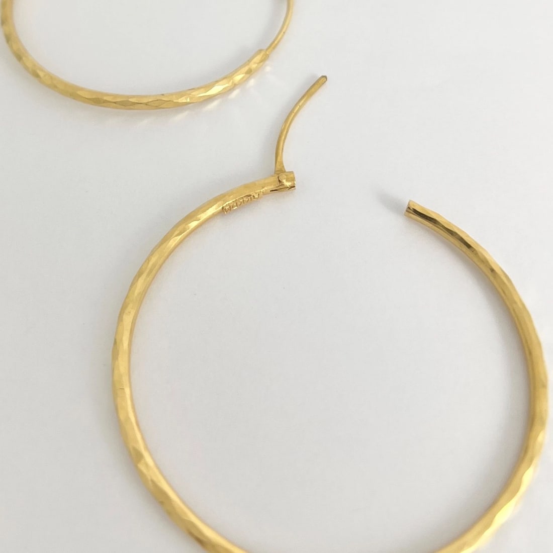 Large Thin Hoop Earrings 22K Yellow Gold, 10.73 Grams - 7