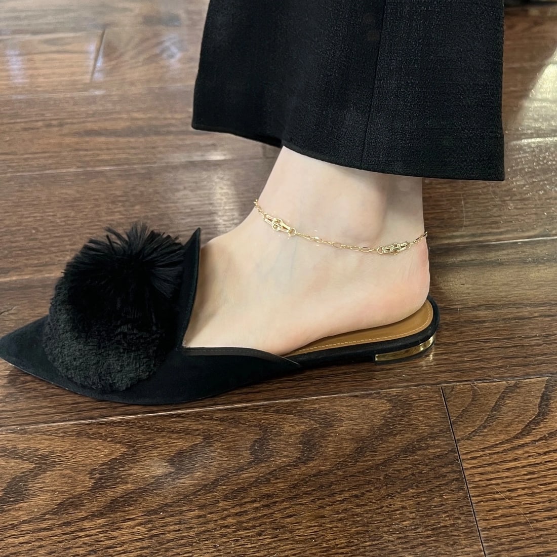 Italian Station Chain Anklet Bracelet 14K Yellow Gold, 11.25 Inches, 5.47 Gram - 5