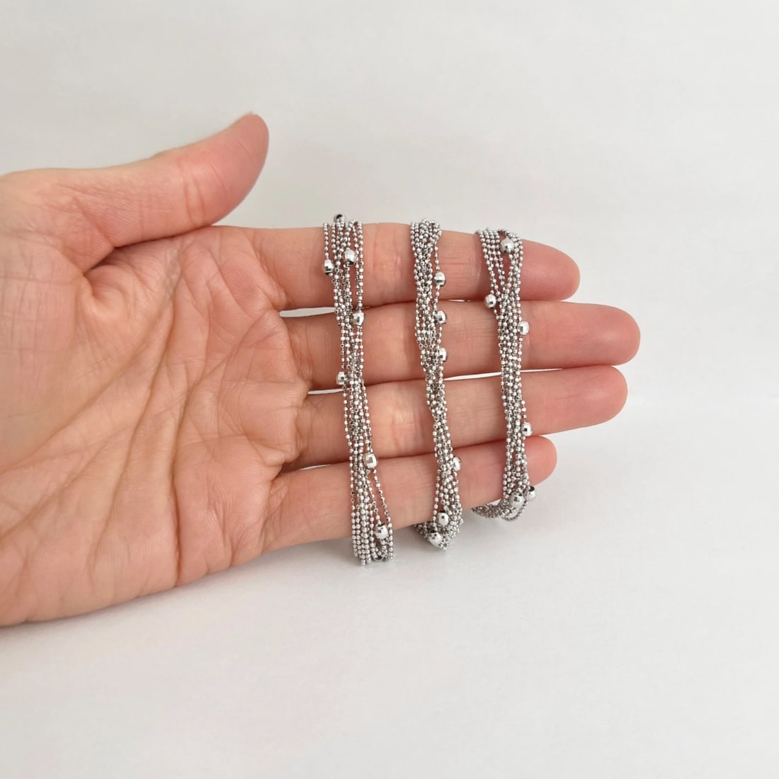 Italian Disco Ball Twisted Chain Necklace 18K White Gold, 17.25 Inches, 17.07 Gr - 3