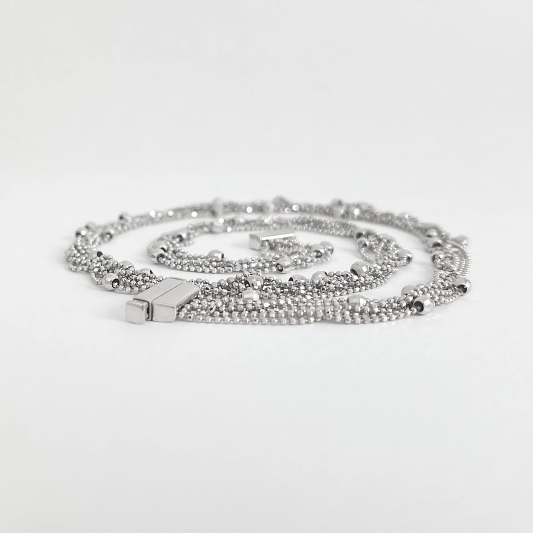 Italian Disco Ball Twisted Chain Necklace 18K White Gold, 17.25 Inches, 17.07 Gr - 6